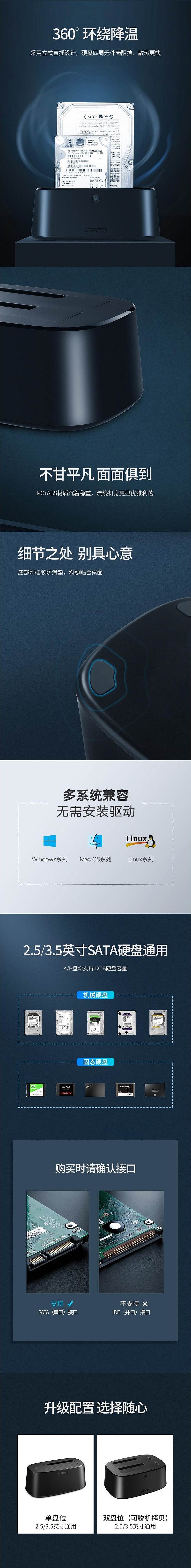 绿联50742硬盘盒双盘位(个)