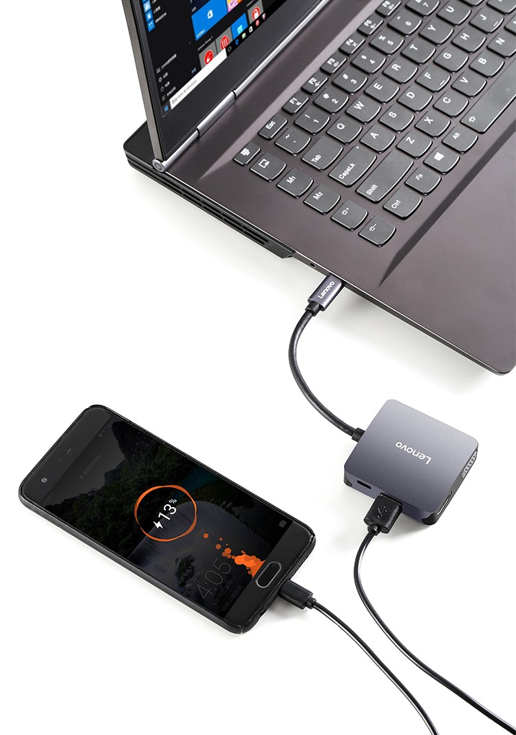 联想F1-C06 Type-C扩展坞一转六转接头USB-C转HDMI/VGA转换