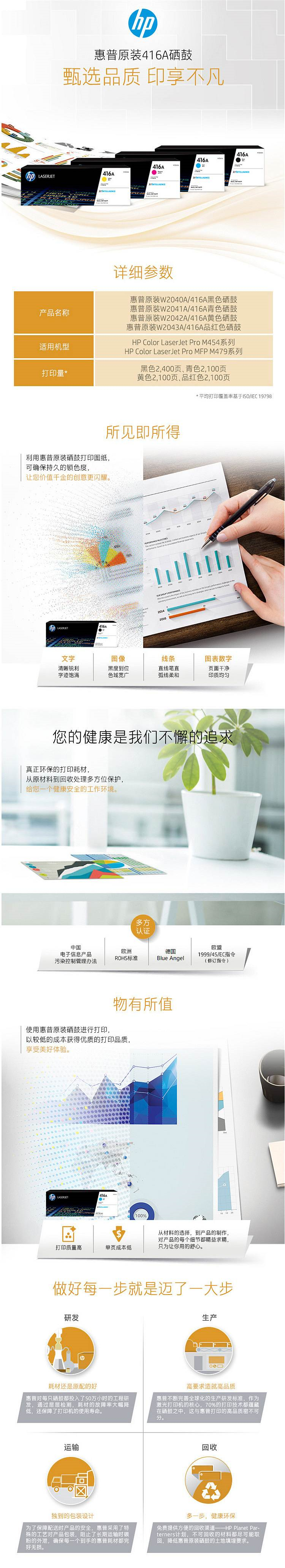 惠普（HP）416A（W2042A）原装硒鼓 黄色（支）