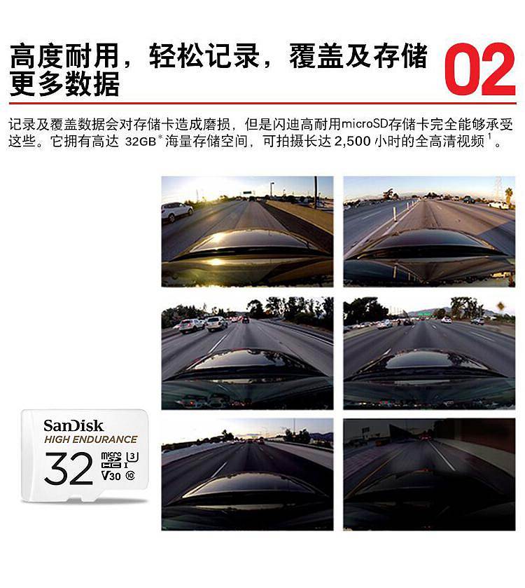 闪迪SDSQQNR-032G-ZN6IATF卡白色32G/适用行车记录仪(个)