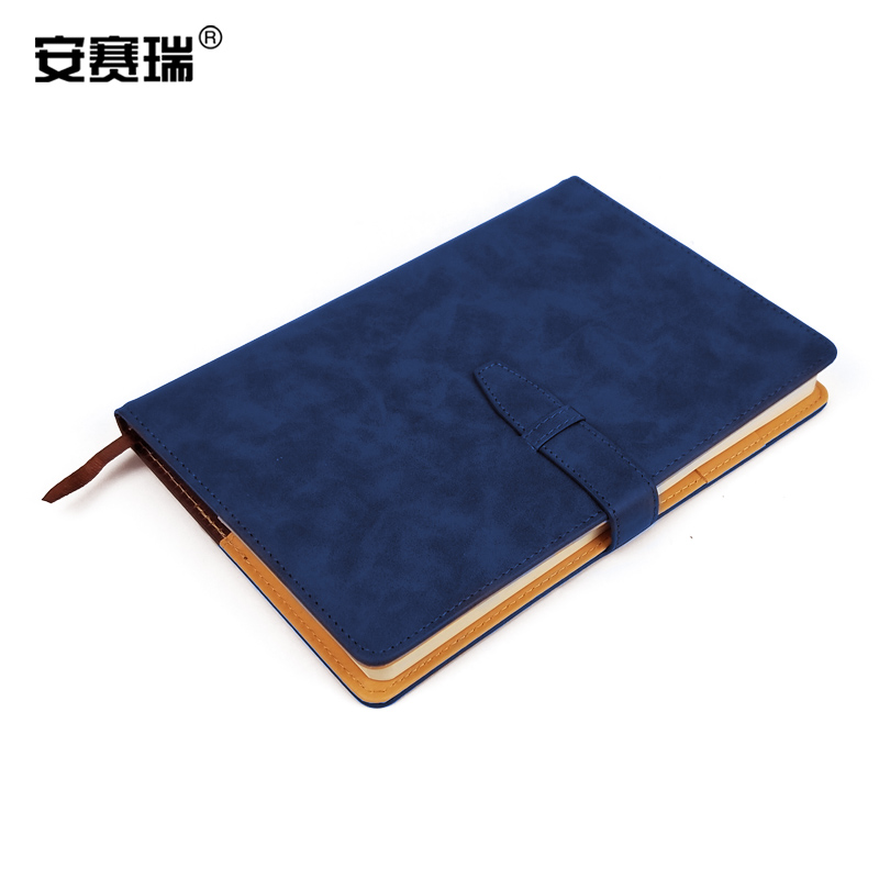 安赛瑞 24265 商务笔记本文具 A5 记事本 日记本 办公用品 加厚笔记本 PU变色 蓝色150x220mm （个）