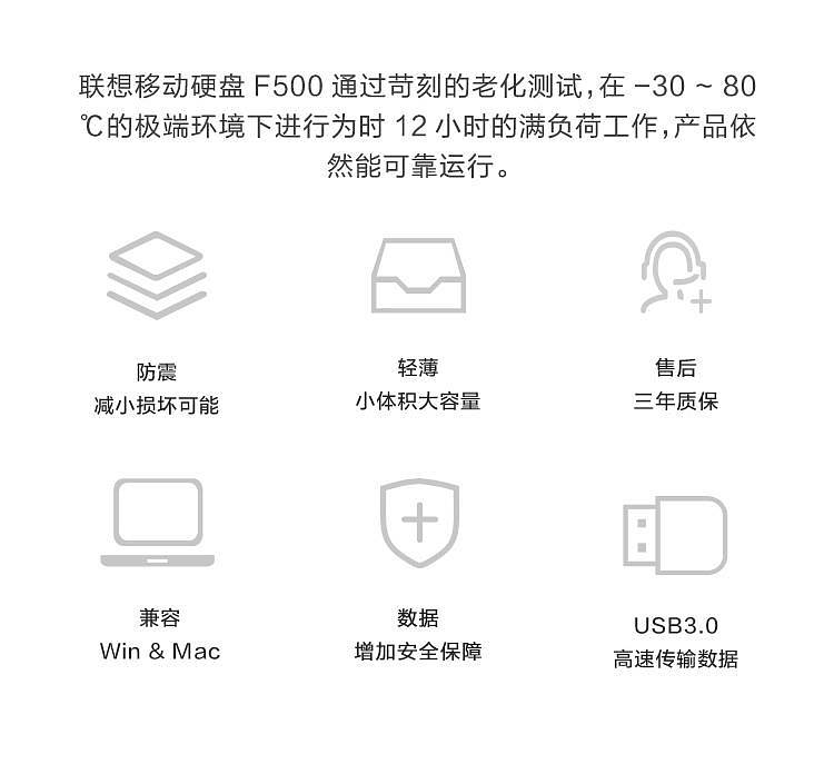 联想F309移动硬盘灰色1T/USB3.0(个)