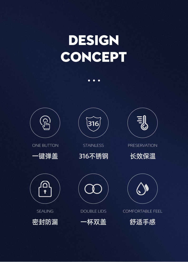 富光WFZ1127-500一杯双盖不锈钢保温杯500ml黑色（只）