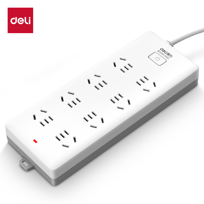 得力18170(1.8)插座 8組總控 1.8米 白色(個)