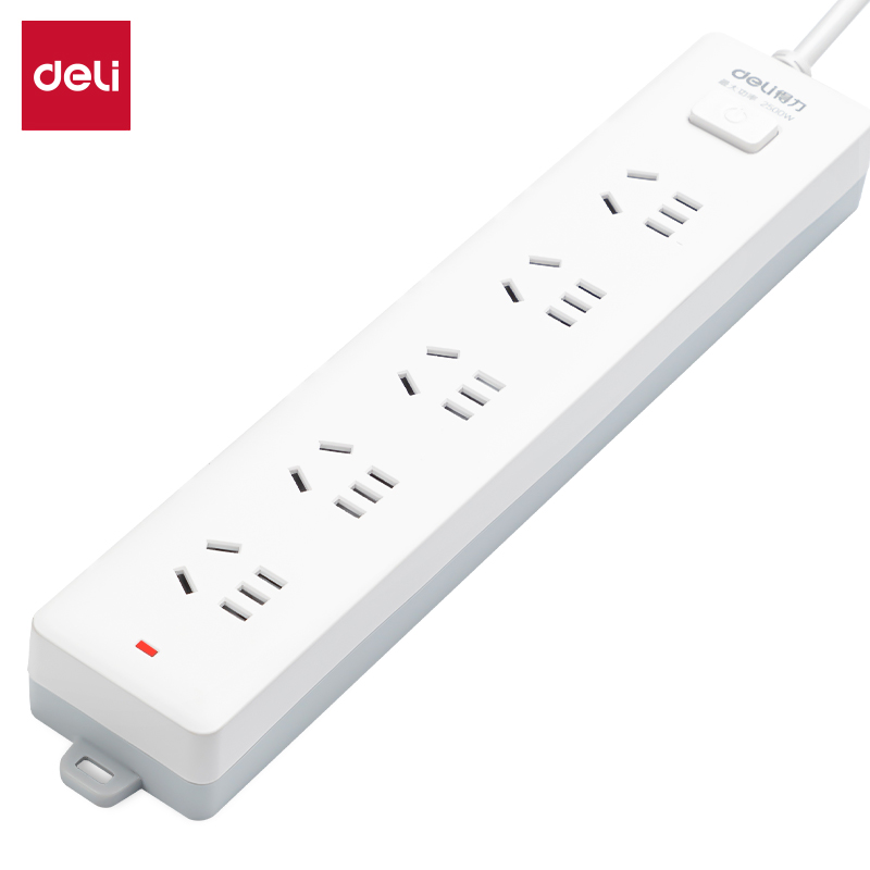 得力18154(03)延長線插座_5組_3米_PE袋裝(白)(個)