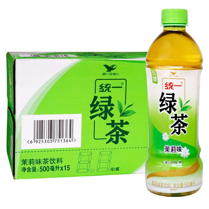 统一 绿茶 茶饮料 茉莉味500ml*15瓶(单位:箱)