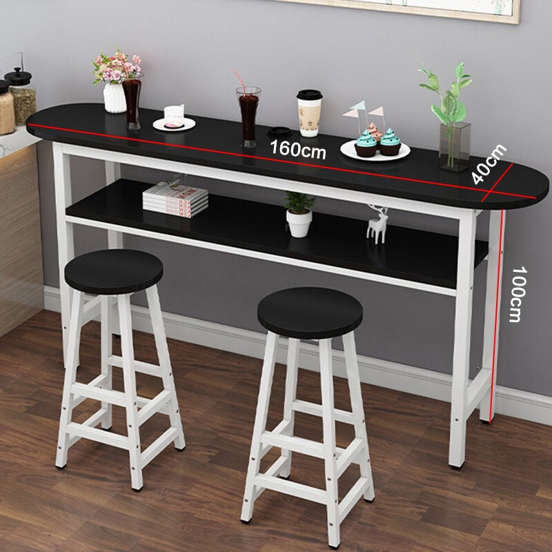 钱柜qg100011173033吧台桌双层长条桌组合含两凳1.6米颜色可选(套)